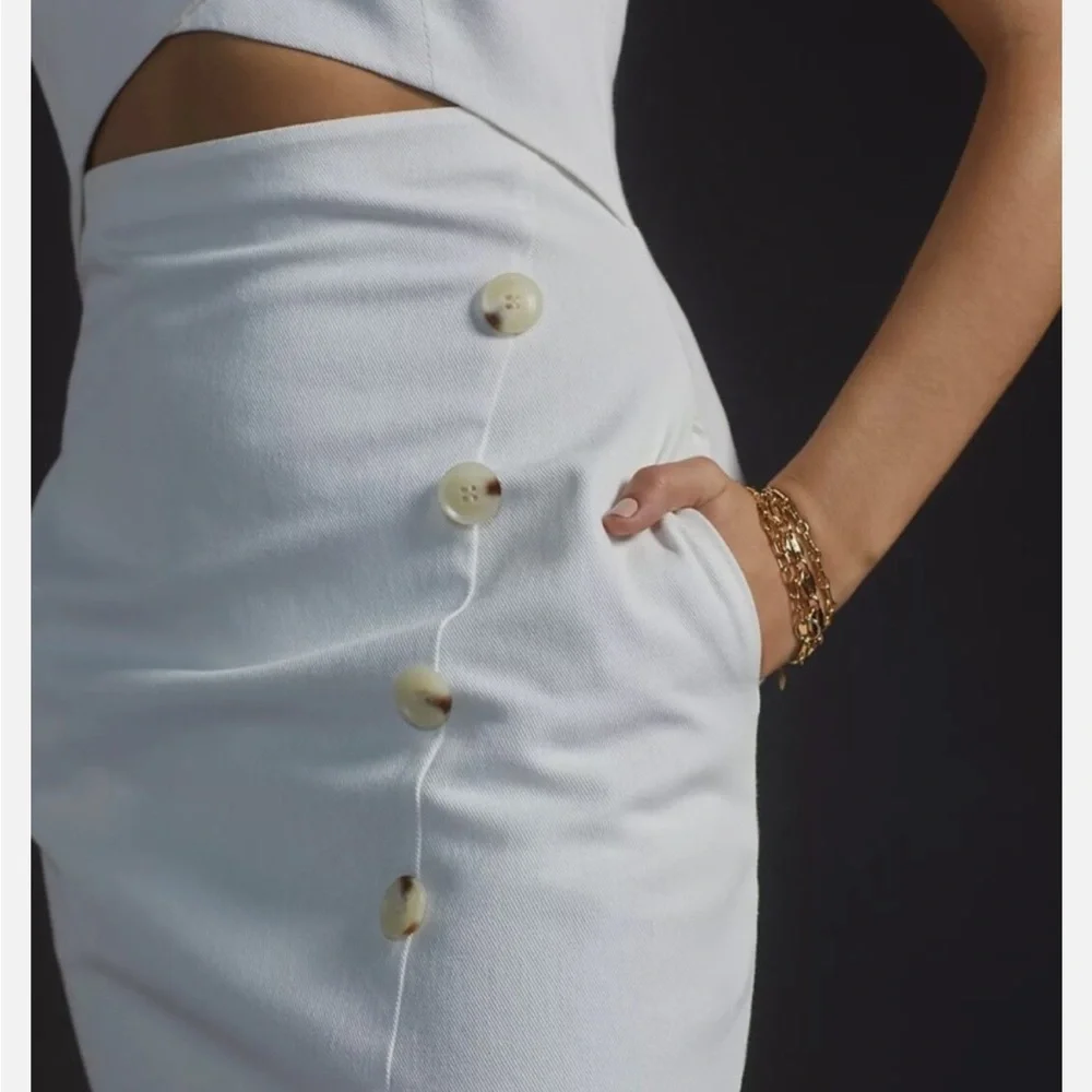 Anthropologie Mare Mare Button Front Halter Mini Dress White Size S - Picture 4 of 9